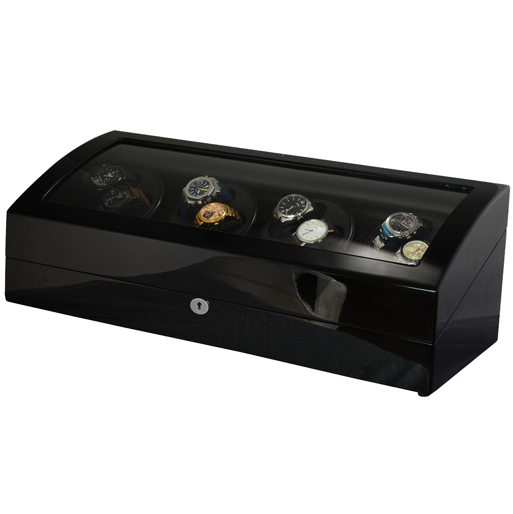 Quad Black / Wooden Watch Winder (8+9 watches)