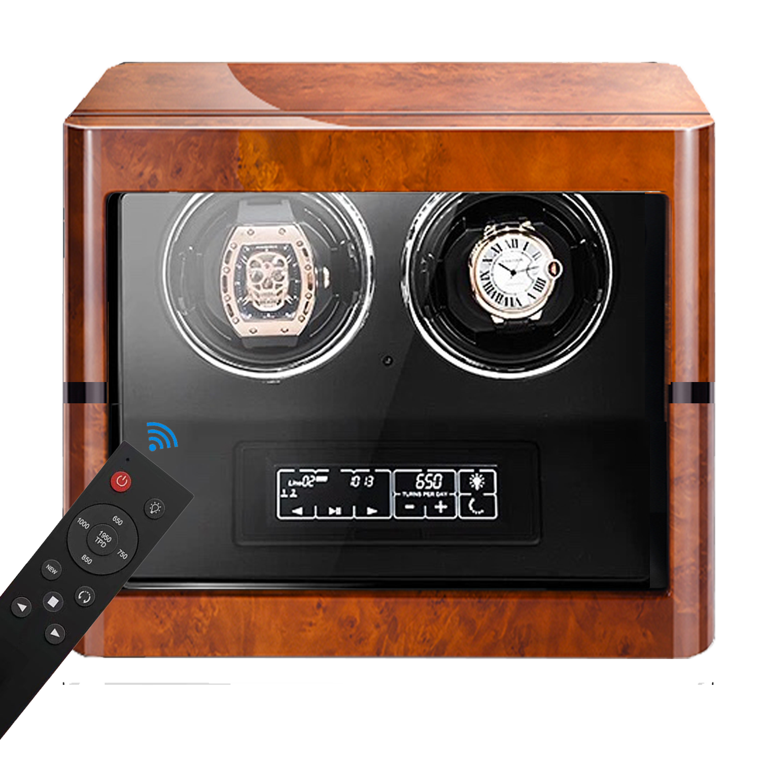 Wooden Dual watch winder (LCD Touch Screen)