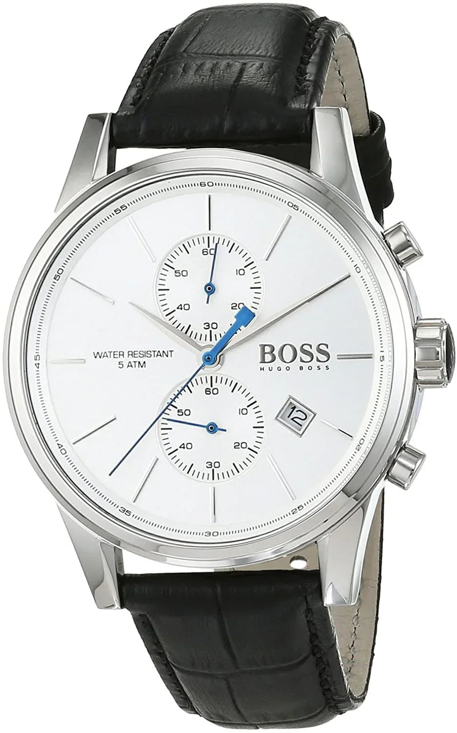 Men's Hugo Boss Jet Chronograph Silver Dial Stainless Steel Leather Watch 41mm - 1513282