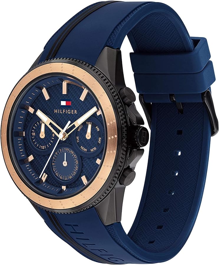 Men's Tommy Hilfiger Aiden Blue Rubber Strap 44mm Watch 1791860