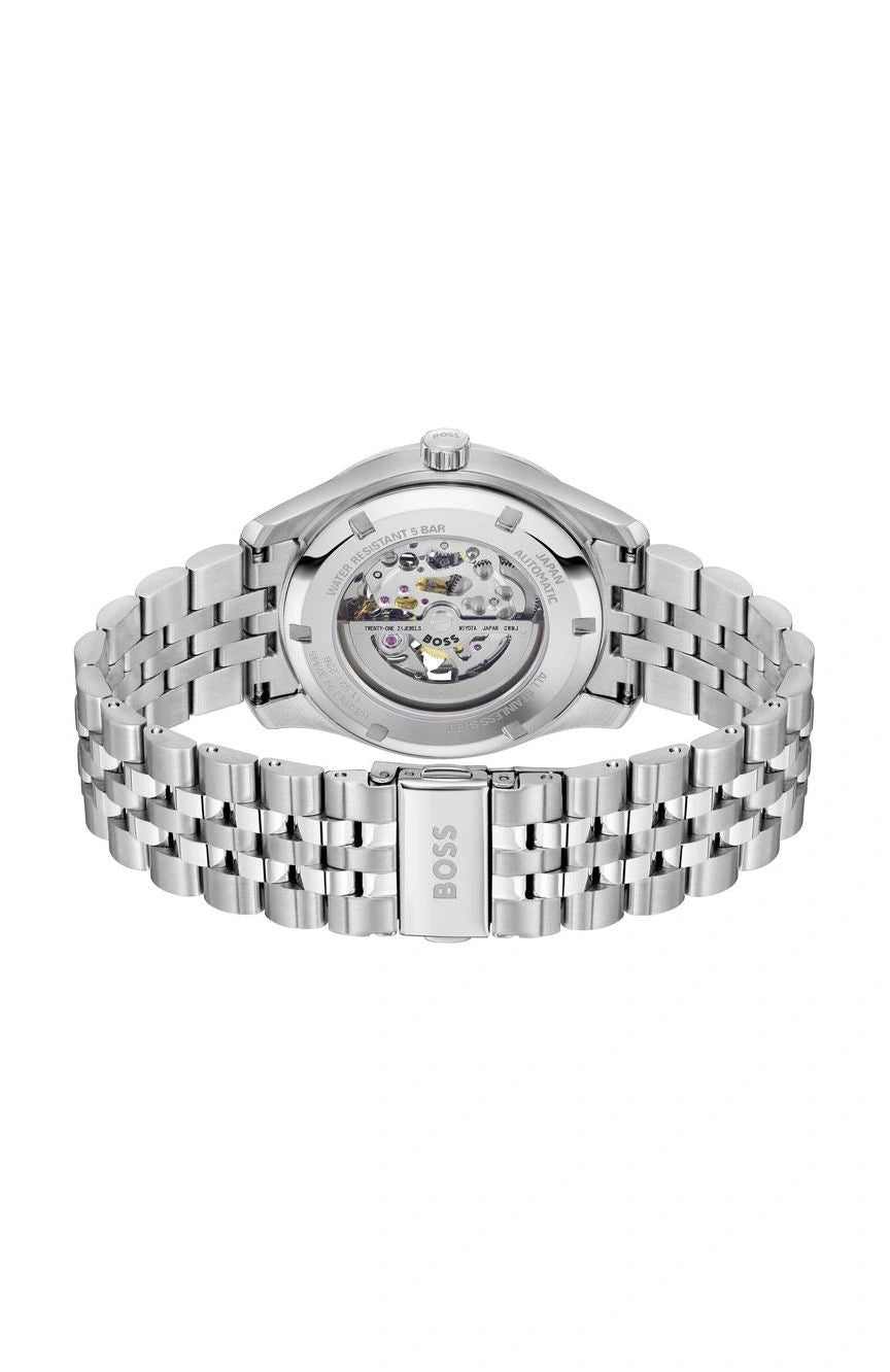 Men's Hugo Boss Principle Skeleton Automatic Green Dial Watch -1514236