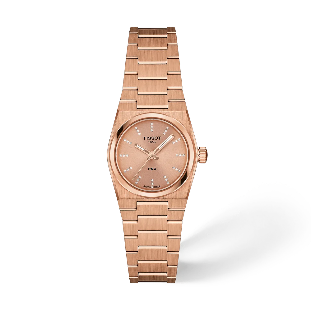 Women's Tissot PRX 25mm Rose Gold PVD Diamond Dial Bracelet Watch - T137.010.33.506.00