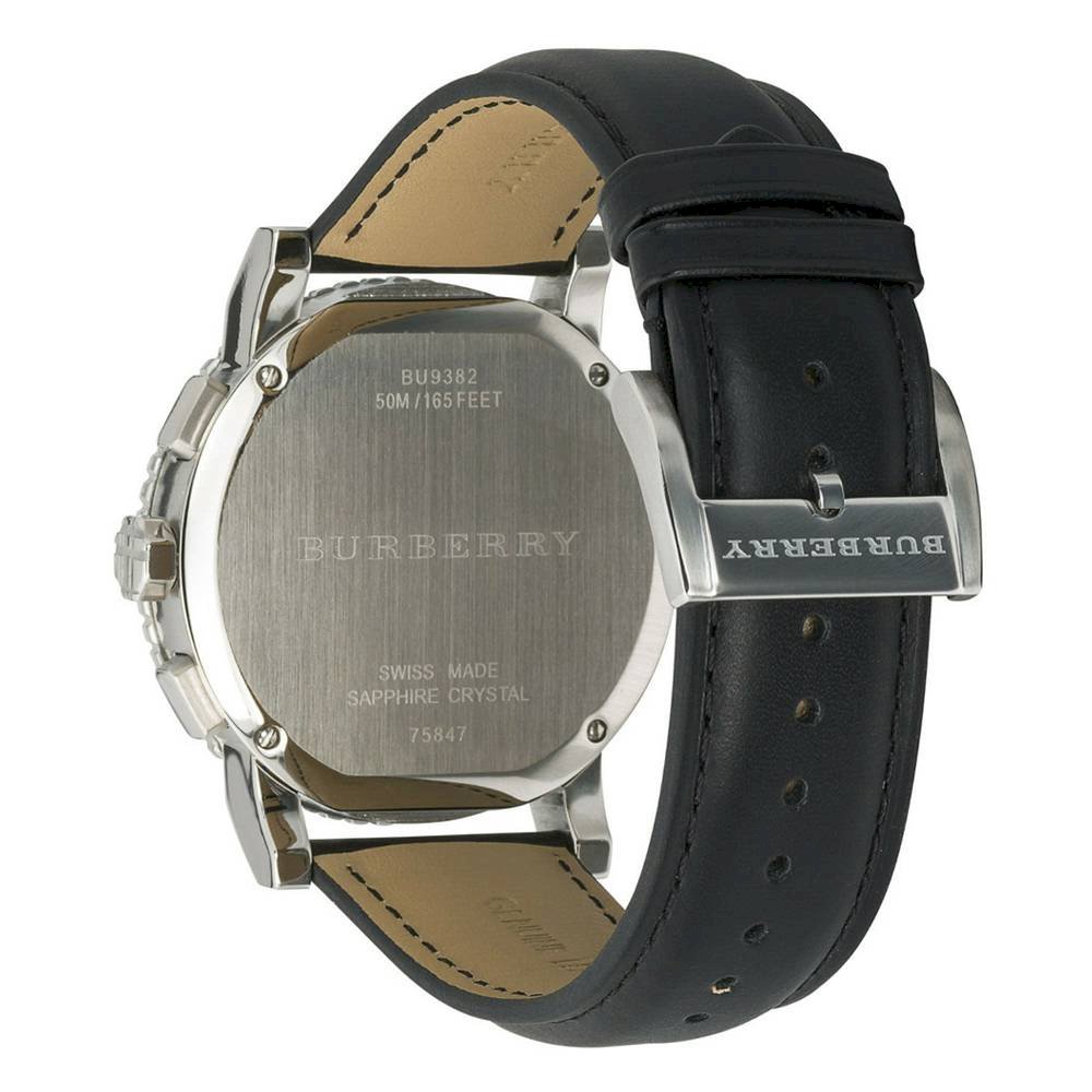 Men's Burberry Black Leather Strap Watch - BU9382