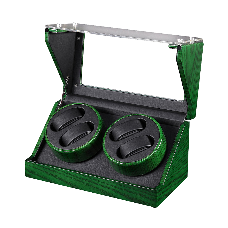 Green & Transparent Double Watch Winders (Winding 4 Watches)