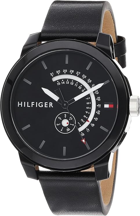 Men's Tommy Hilfiger Watch Black Leather Strap Watch -1791479