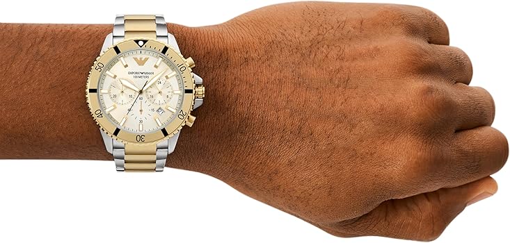 Men's Emporio Armani Explorer Diver Two Tone Silver Pale gold 43mm Watch - AR11606