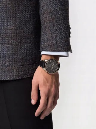 Tommy Hilfiger Black Leather Multi-function Men's Watch - 1791836