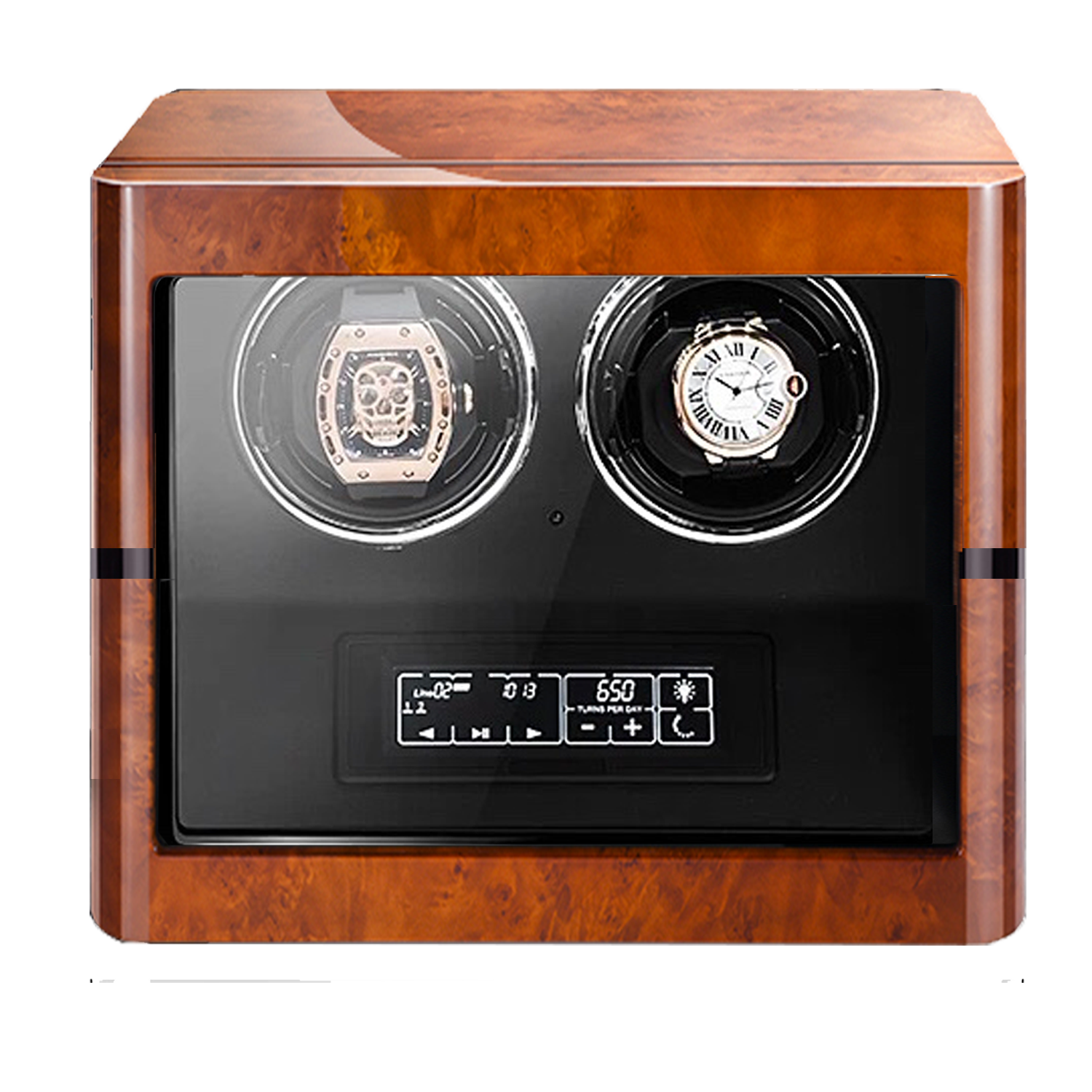 Wooden Dual watch winder (LCD Touch Screen)