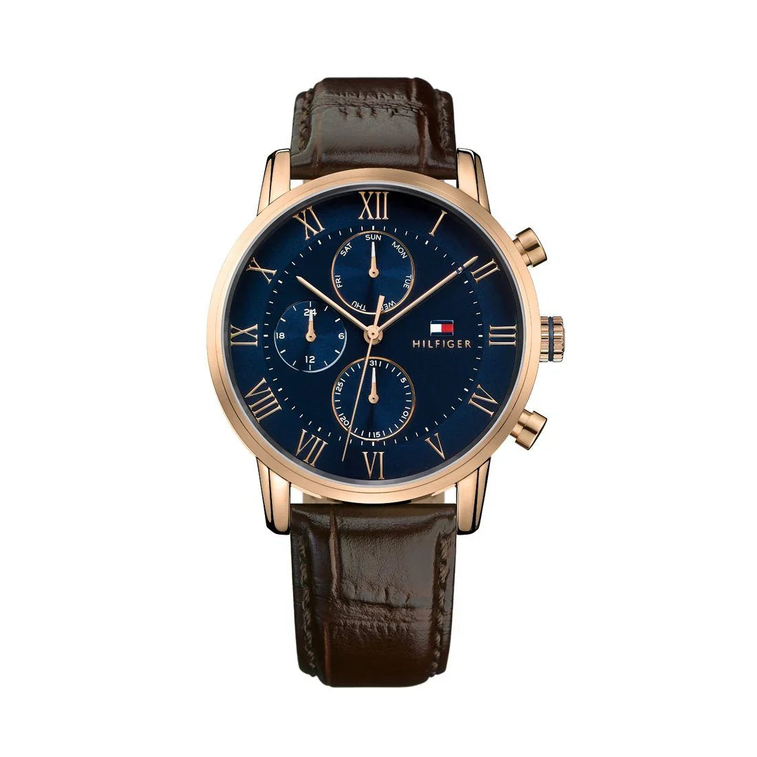 Men's Tommy Hilfiger Brown Leather Kane 44mm Watch - 1791399