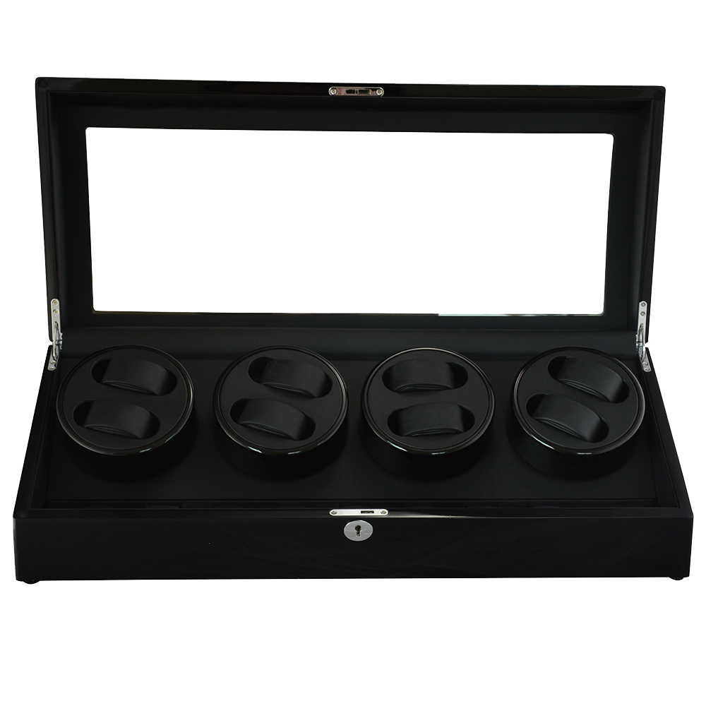 Quad Black / Wooden Watch Winder (8+9 watches)