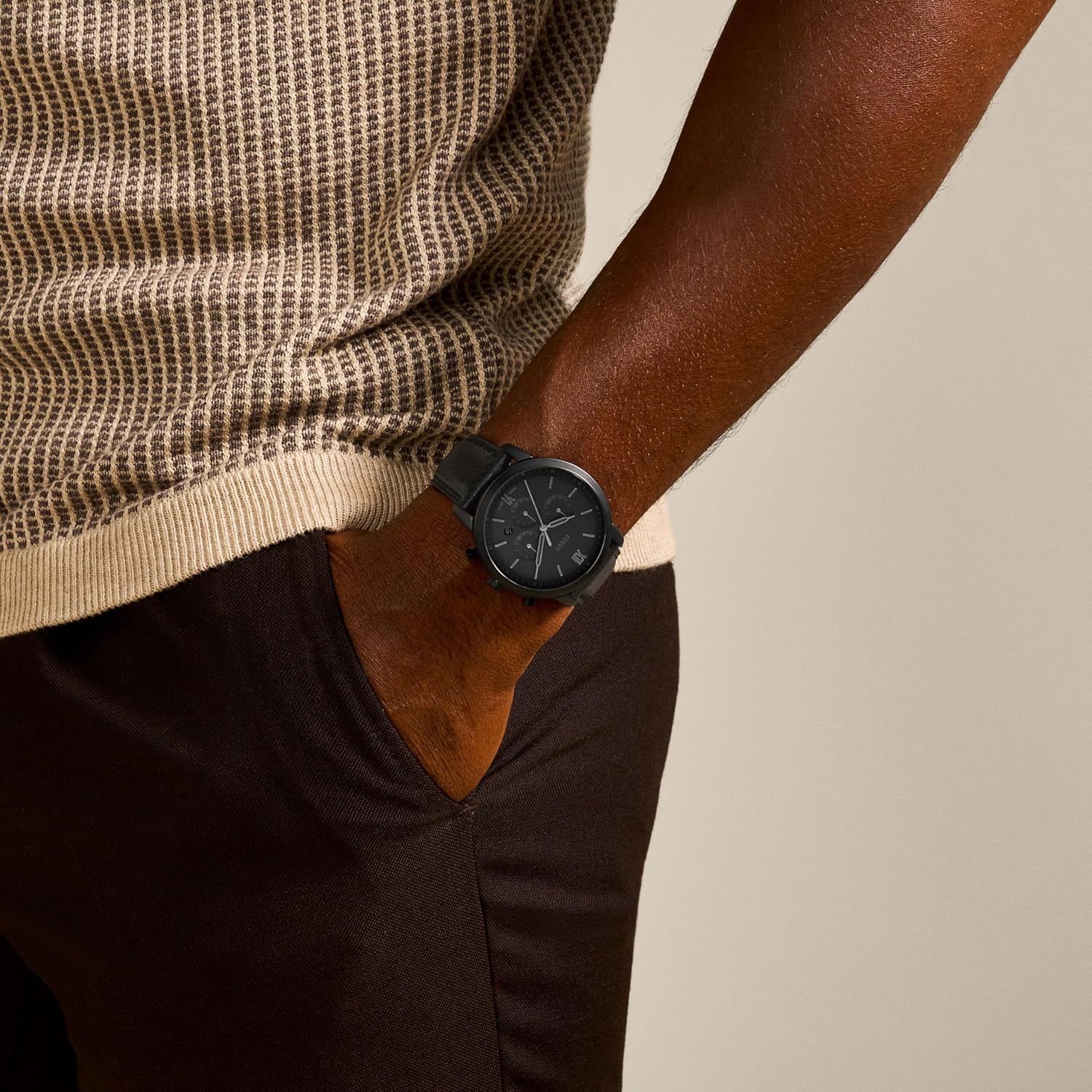 Men's Fossil Neutra Chronograph Black Leather Watch - FS5503