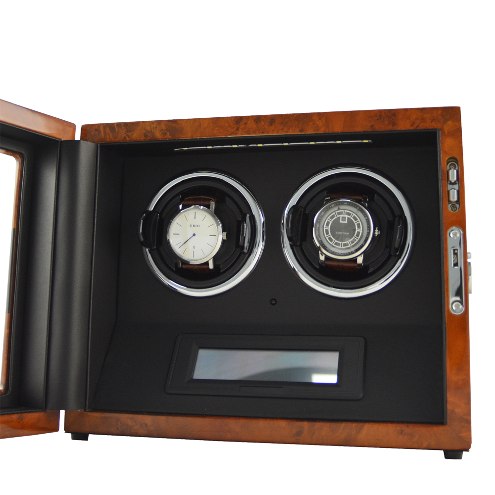 Wooden Dual watch winder (LCD Touch Screen)