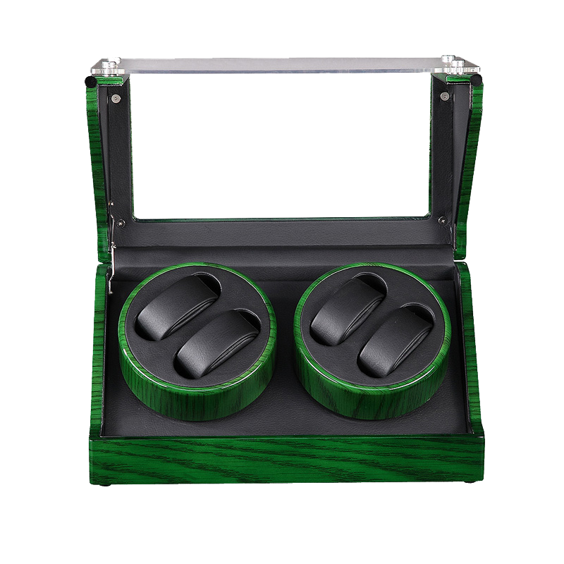 Green & Transparent Double Watch Winders (Winding 4 Watches)