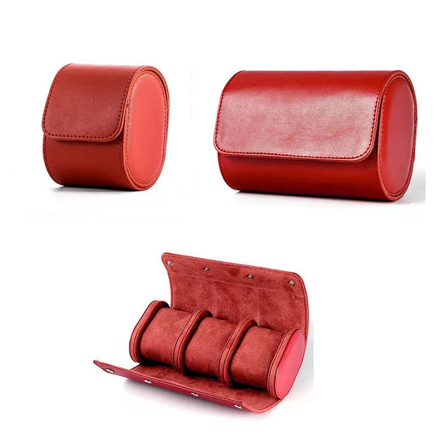 Red Leather Watch Display Case / Pouch (3 in 1)