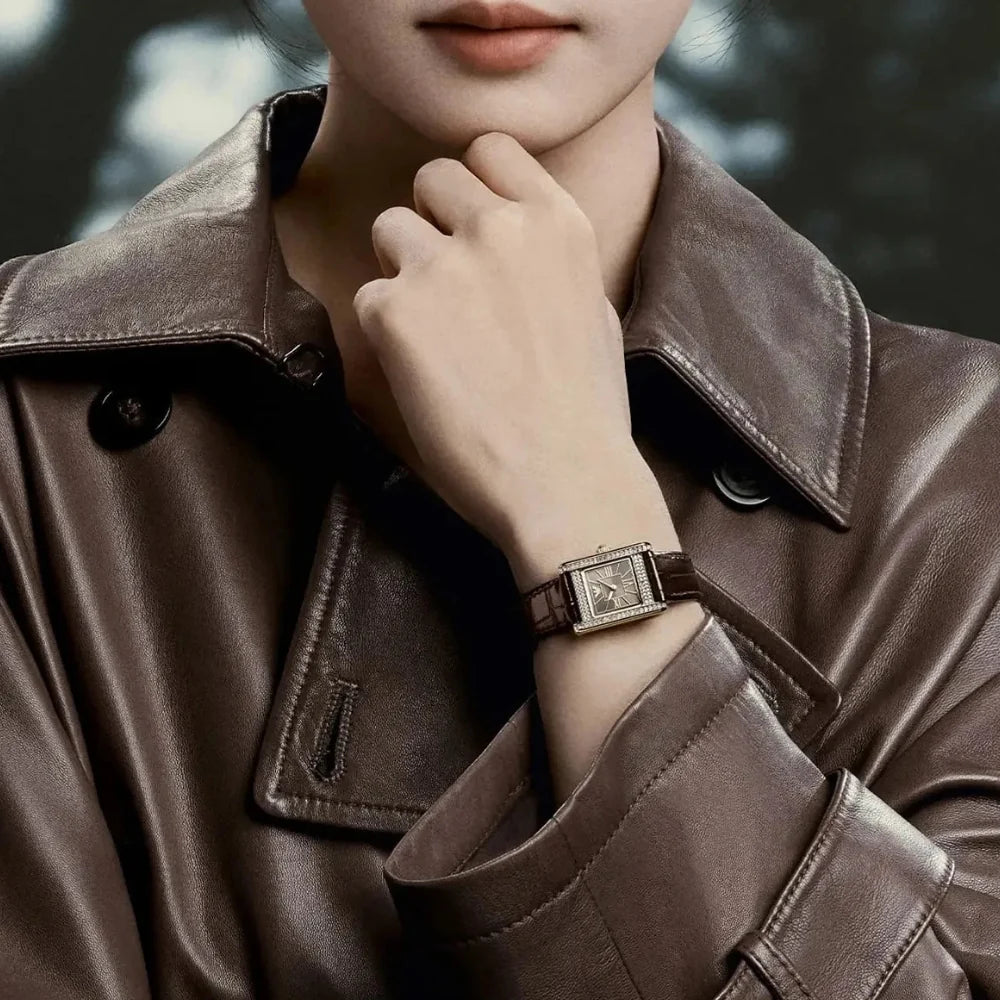 Women's Emporio Armani Gold-Tone Crystal Bezel Brown Dial Leather Watch 20mm - AR11705