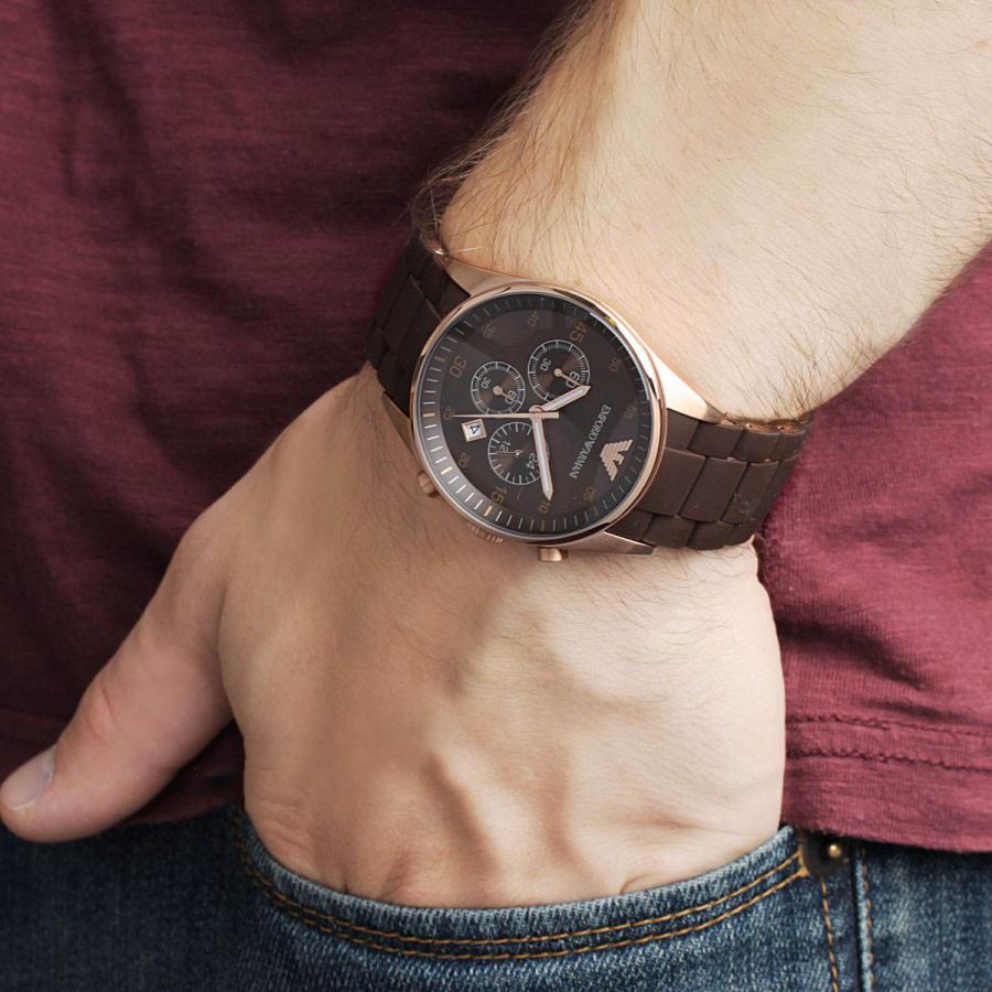 Emporio Armani Brown Silicone Strap Men's Watch -  AR5890