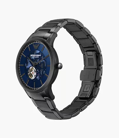 Men's Emporio Armani Renato Meccanico Open-Heart Automatic Blue Dial Watch 43mm - AR60056