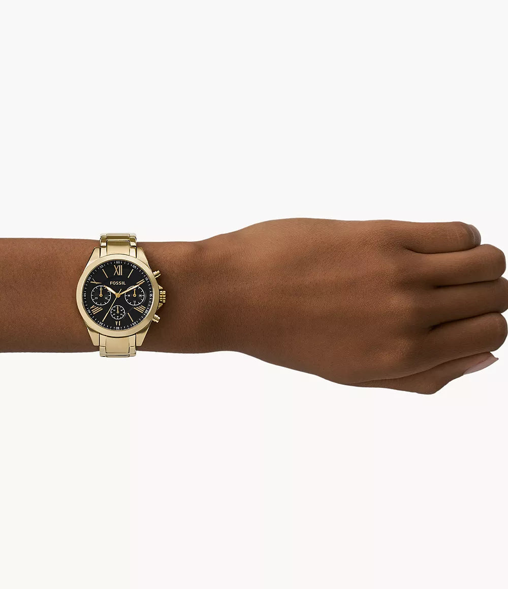 Fossil Unisex's Quartz Gold Stainless Steel Black Dial 36mm Watch BQ2400