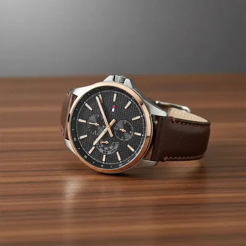 Men's Tommy Hilfiger Shawn Brown Leather 44mm Watch - 1791615