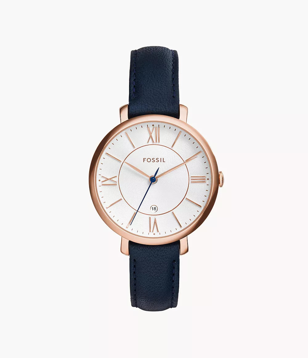 Women's Jacqueline Navy Leather Watch - ES3843