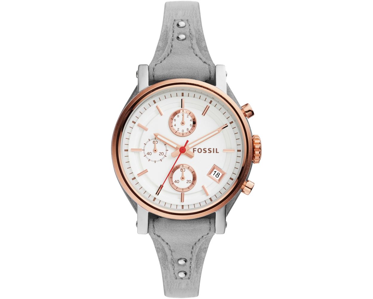 Fossil Boyfriend White Dial Leather Strap Watch for Women es4045