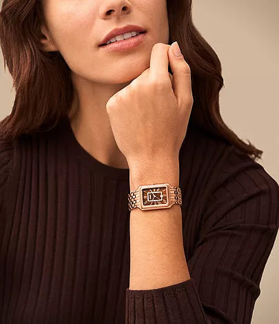 Women's Fossil Raquel Three-Hand Date Rose Gold-Tone Stainless Steel Watch ES5323