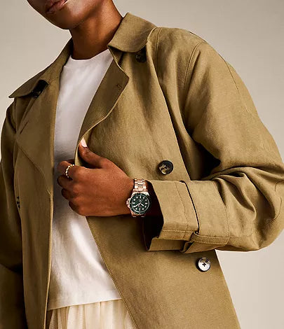 Women's Fossil Blue Dive Three-Hand Rose Gold-Tone Stainless Steel Watch ES5371