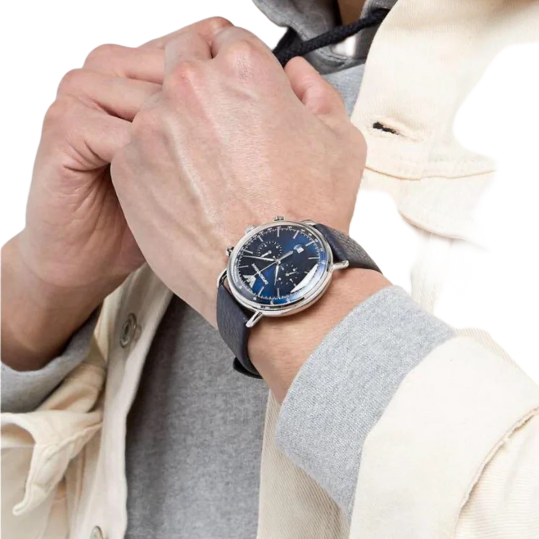 Men's Emporio Armani Aviator Blue Dial 43mm Watch - AR11105