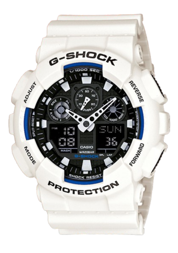 Men's Casio G-Shock Anti-Magnetic White Resin Black Dial 51mm - GA-100B-7AJF