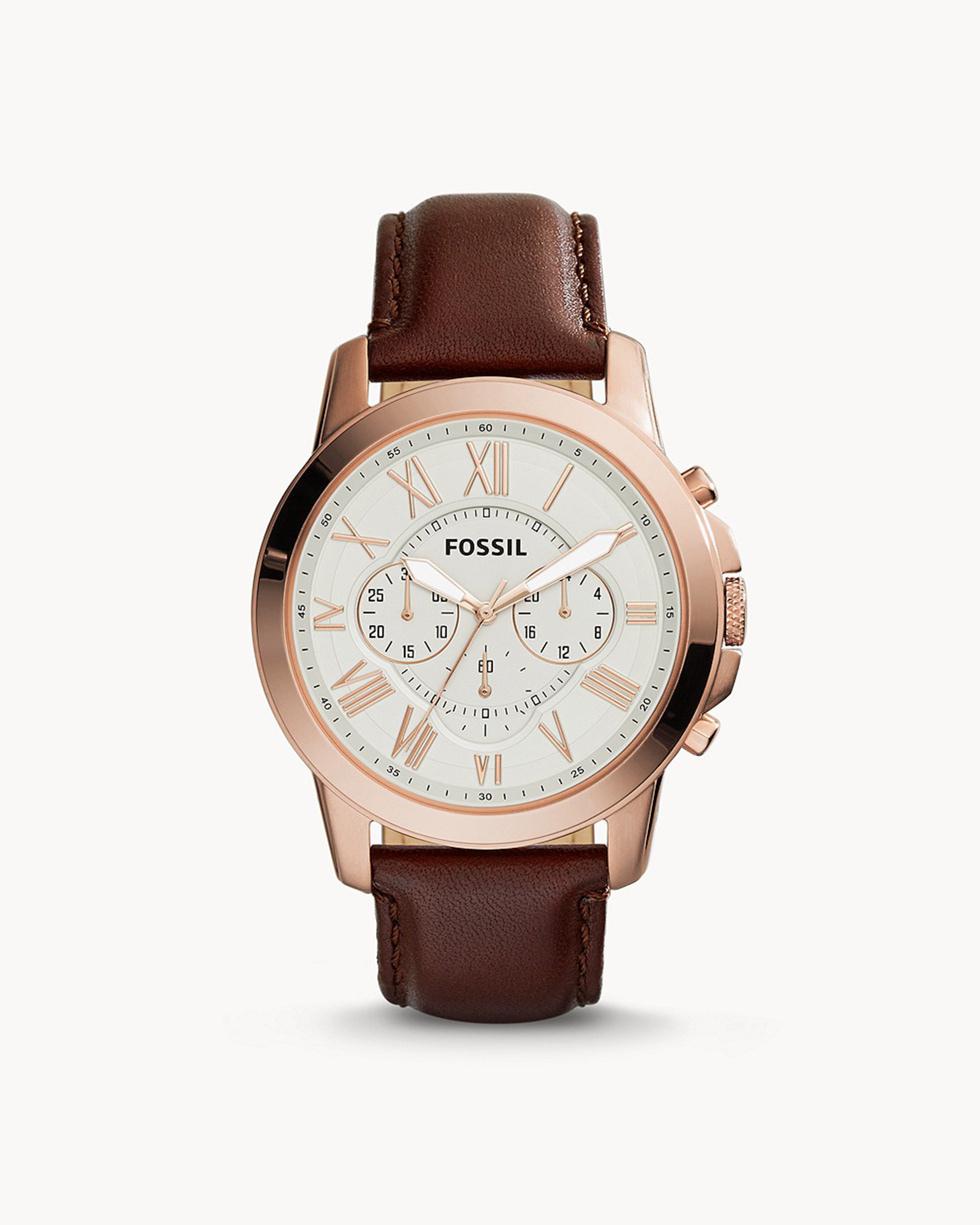 Fossil Grant Brown Leather Strap Men's Watch - FS4991