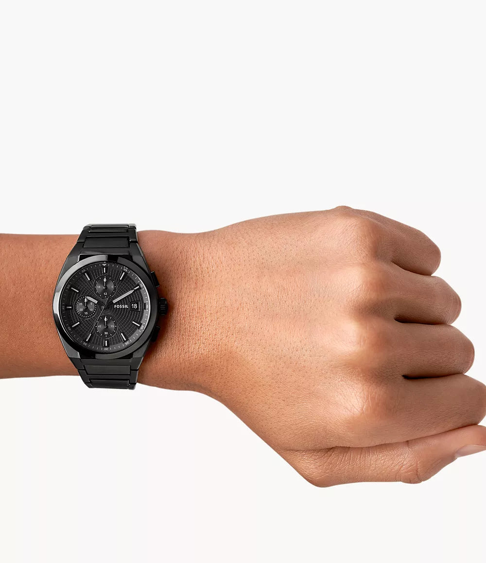 Men's Fossil Everett Chronograph Black Stainless Steel Watch- FS5797