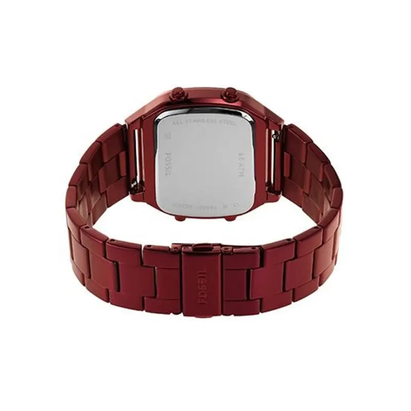 Men's Fossil Retro Digital Pomegranate Red Stainless Steel 40mm Watch - FS5897