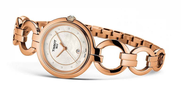 Women's Tissot Flamingo Diamond Mother of Pearl Dial Watch - T094.210.33.116.01