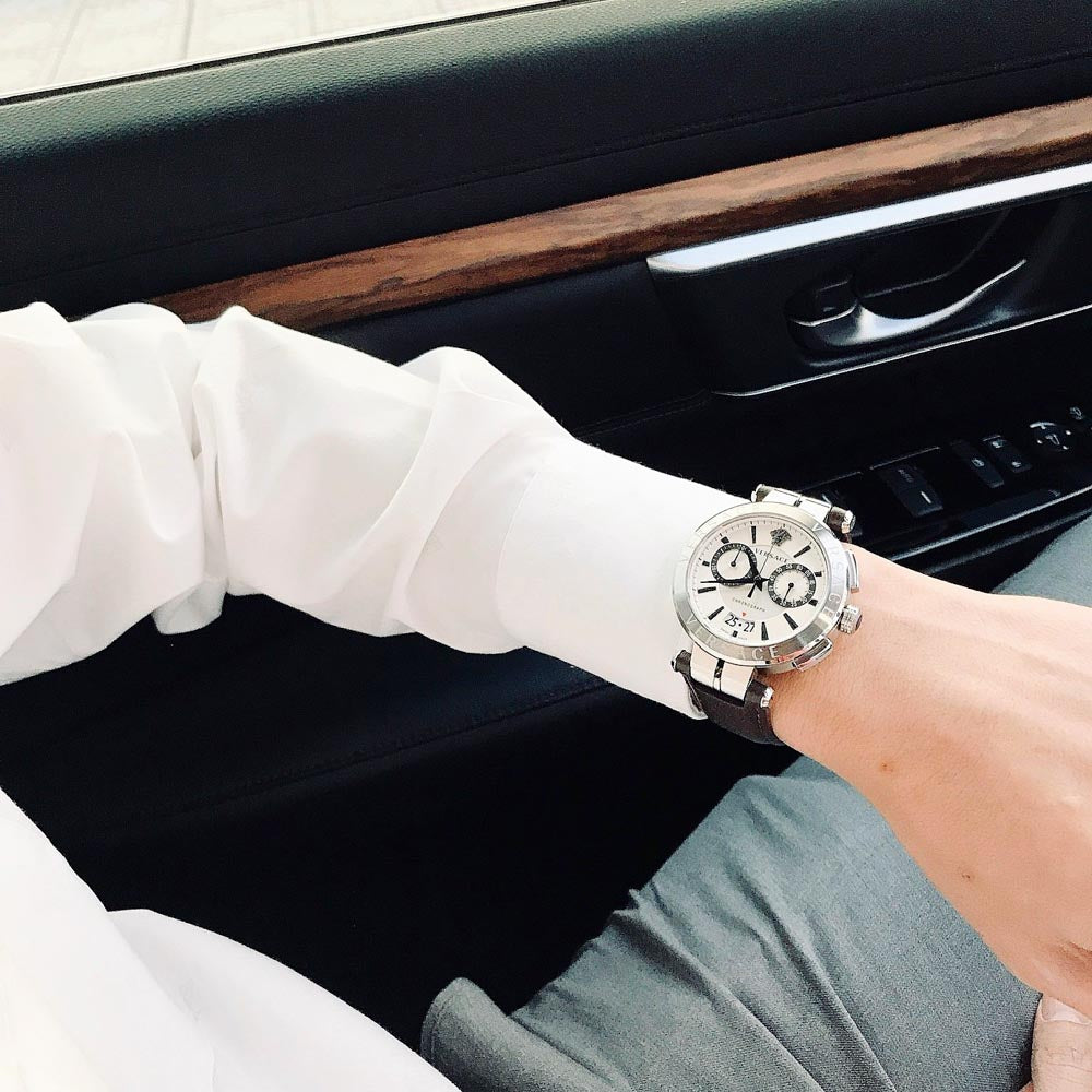 Men's Versace Aion Chronograph White Dial Watch-VBR010017