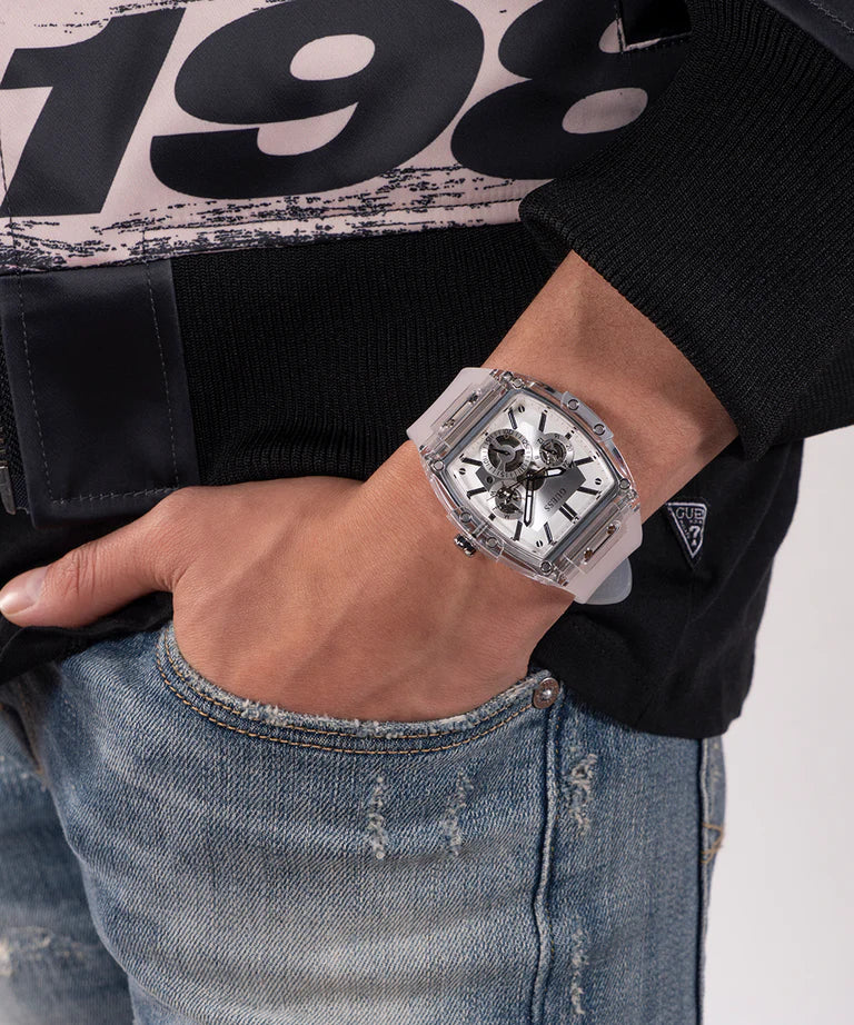 GUESS Mens Clear Multi-function Watch GW0203G1