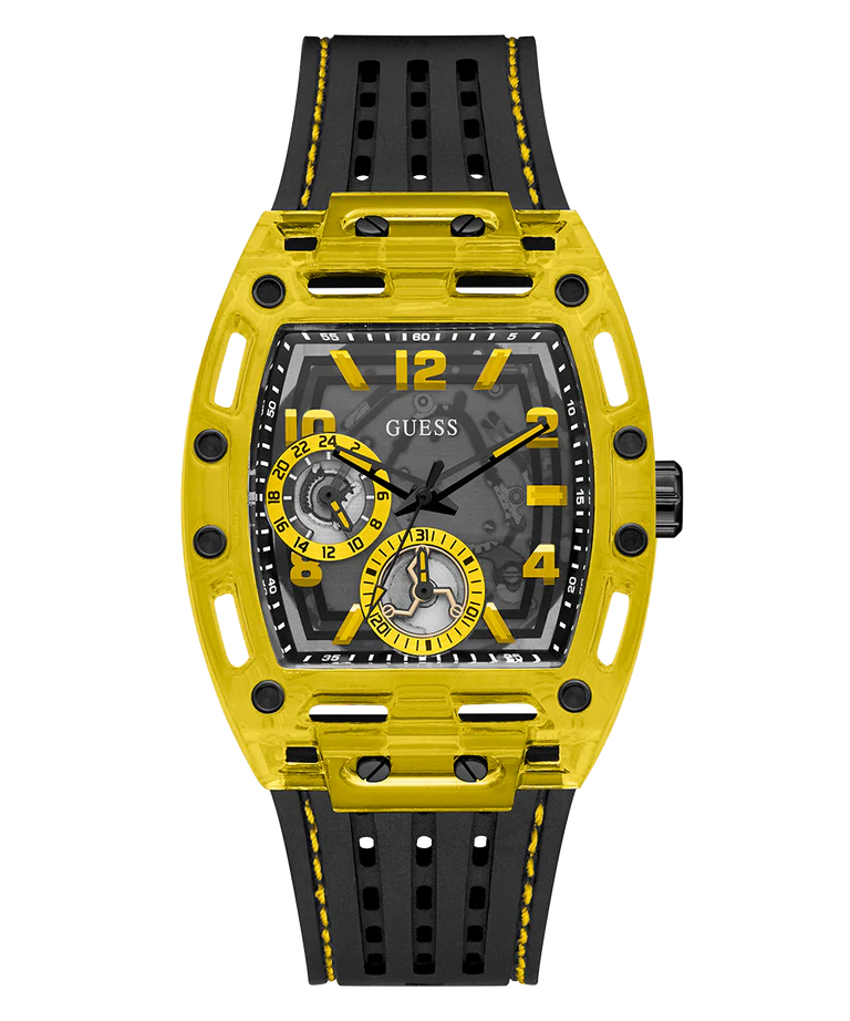 GUESS Mens Black Yellow Multi-function Watch GW0499G2