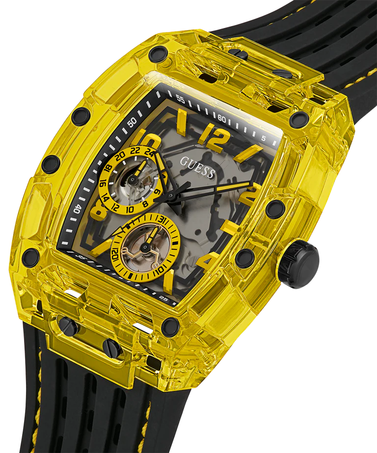 GUESS Mens Black Yellow Multi-function Watch GW0499G2