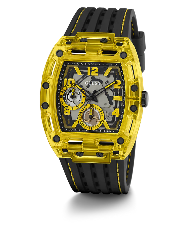 GUESS Mens Black Yellow Multi-function Watch GW0499G2