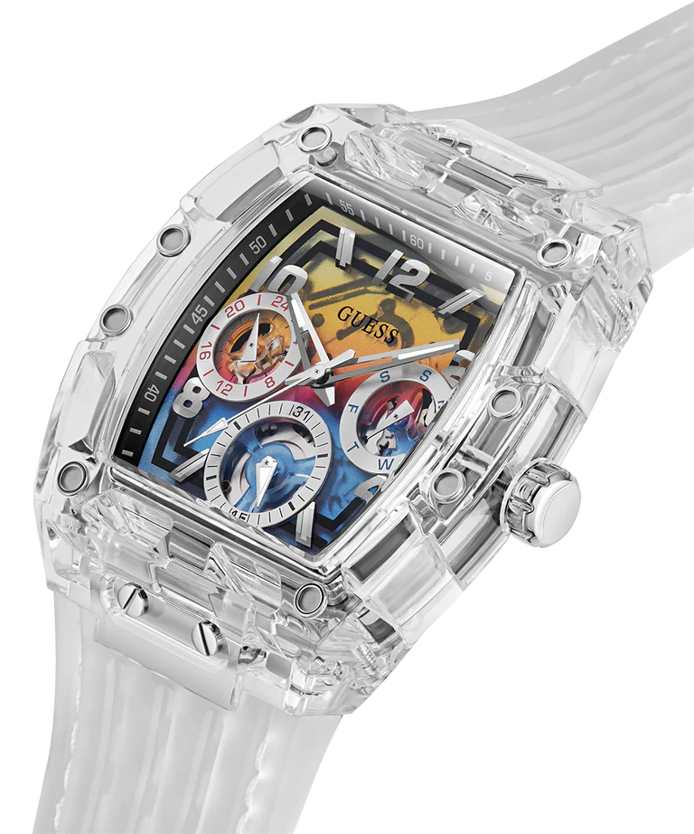 GUESS Mens Clear Multi-function Watch GW0499G3