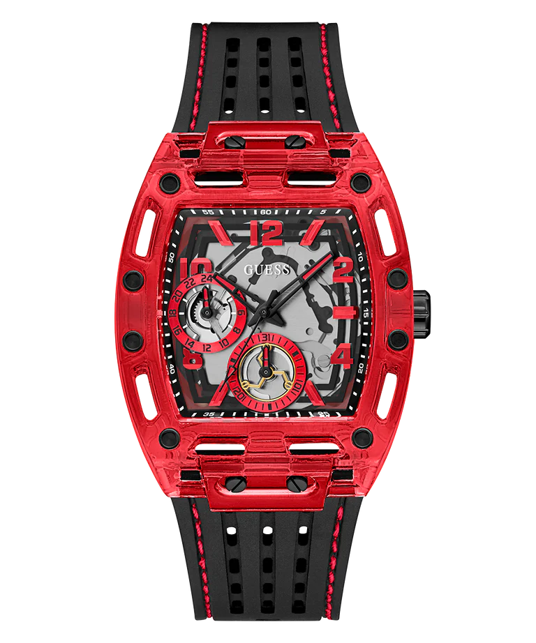 GUESS Mens Black Red Multi-function Watch GW0499G4