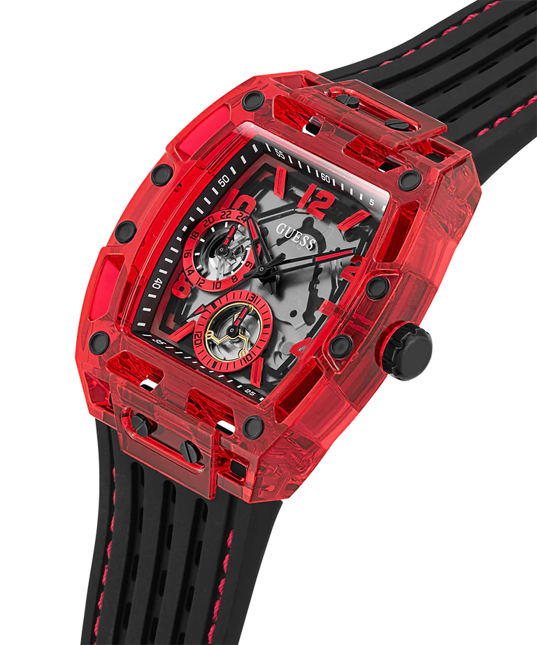 GUESS Mens Black Red Multi-function Watch GW0499G4