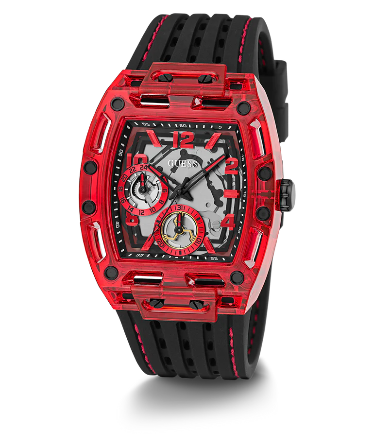 GUESS Mens Black Red Multi-function Watch GW0499G4