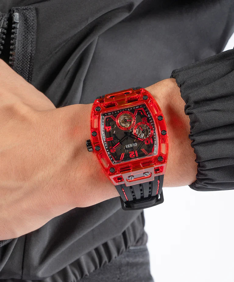 Men's Guess Black and Red Multi-function Watch - GW0499G4