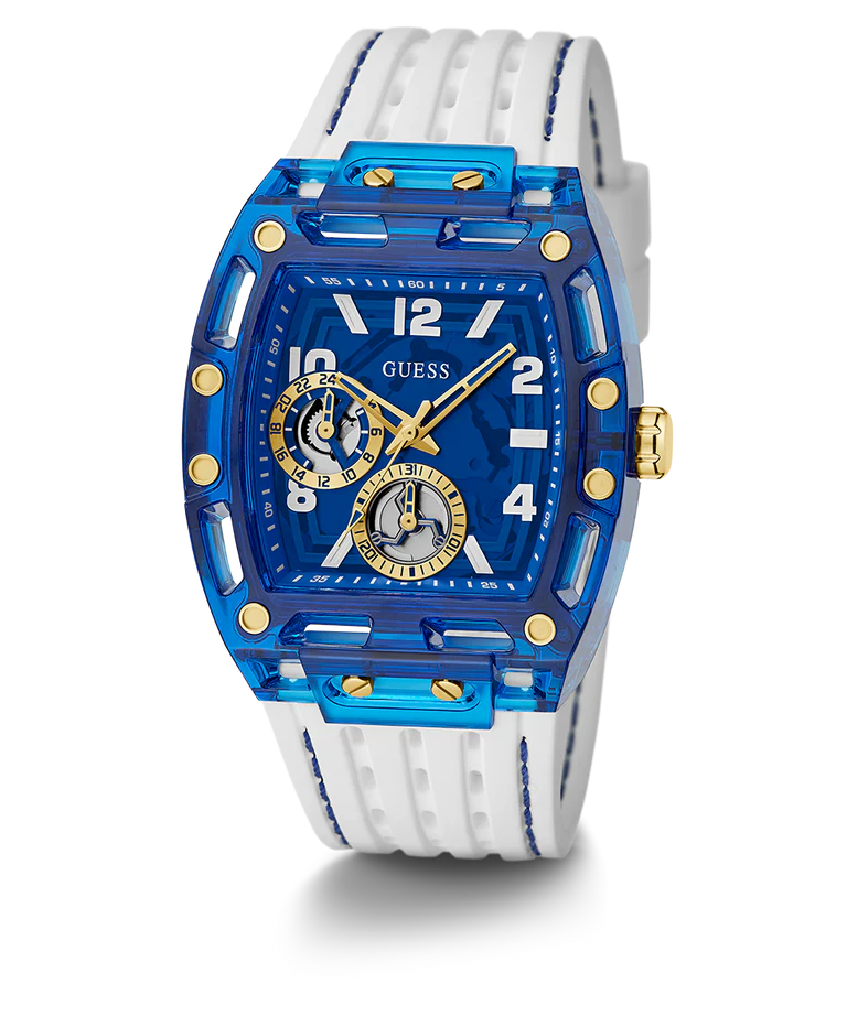 GUESS Mens White Blue Multi-function Watch GW0499G6