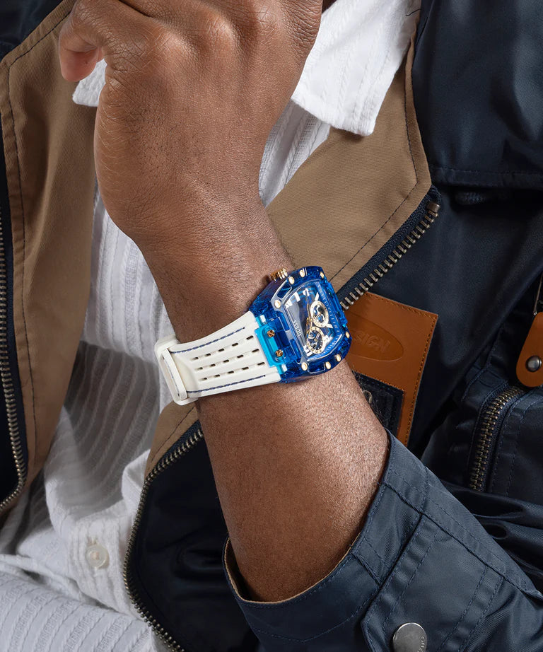 GUESS Mens White Blue Multi-function Watch GW0499G6