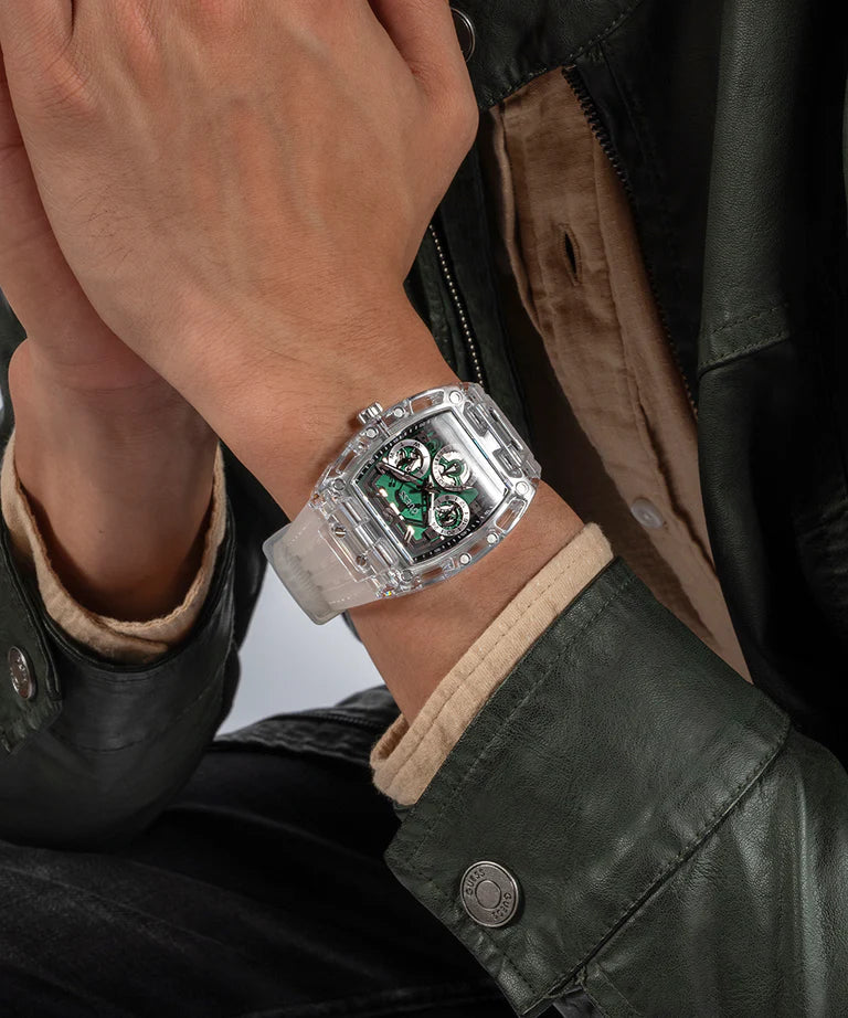 GUESS Mens Clear Multi-function Watch GW0499G8