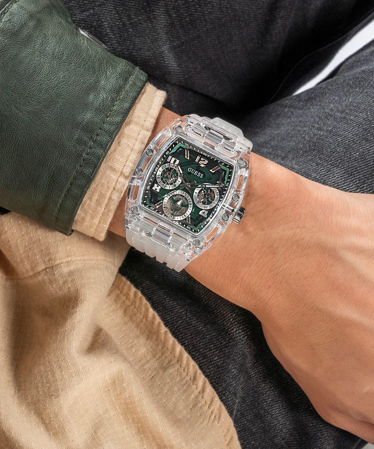 GUESS Mens Clear Multi-function Watch GW0499G8