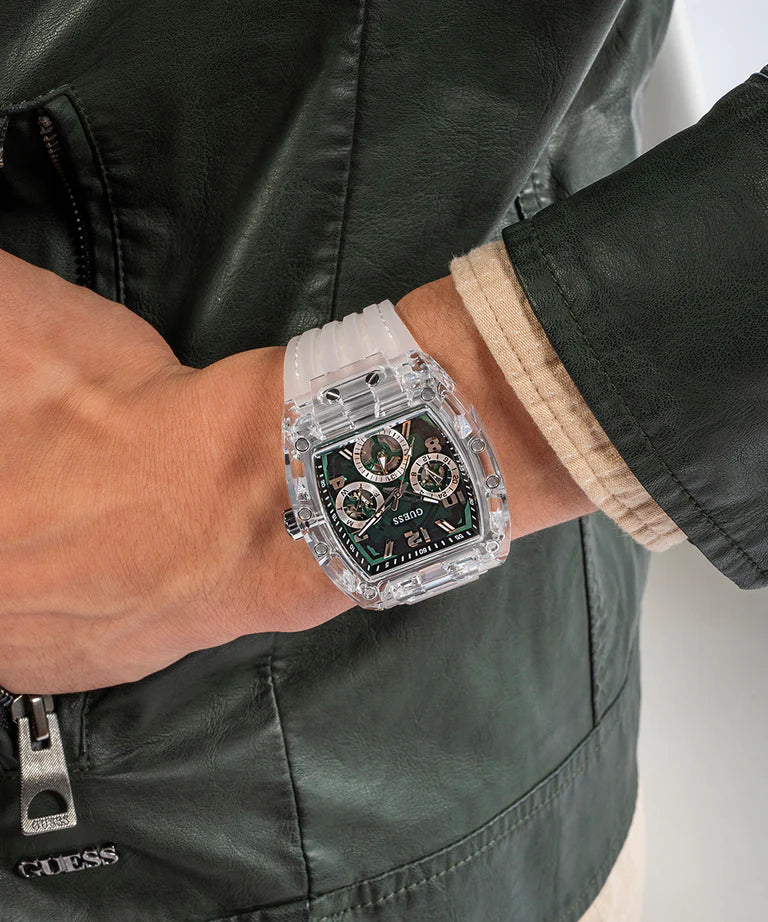 GUESS Mens Clear Multi-function Watch GW0499G8