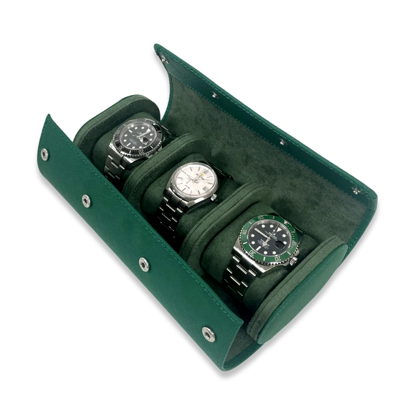 Green Leather Watch Pouch - 3 in 1 (Green)