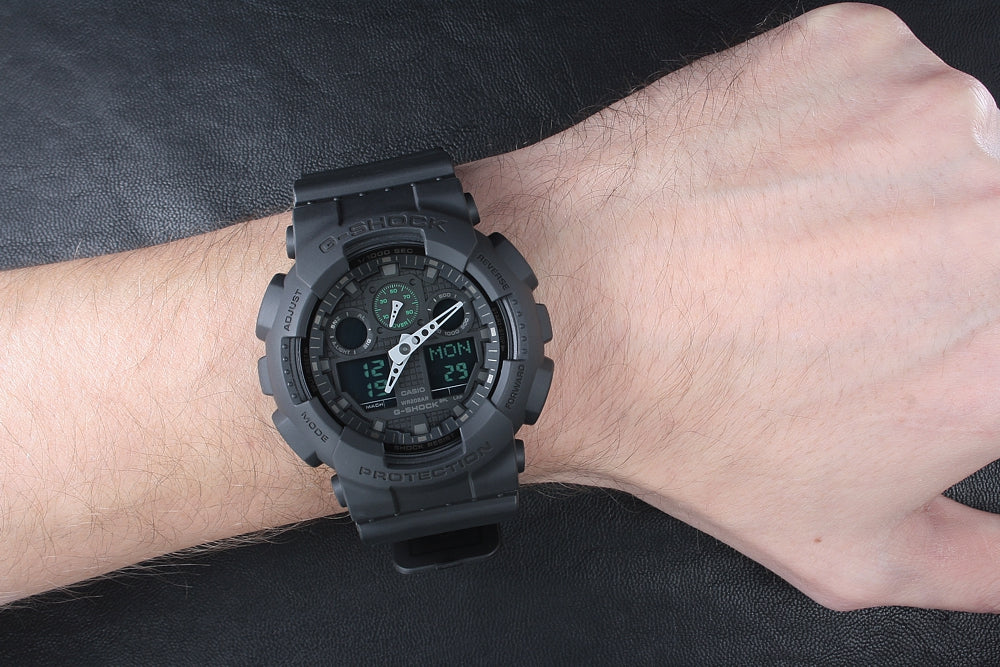 Men's Casio Gshock Ana-Digi Black Dial Black Band Alarm Watch - GA100MB-1A